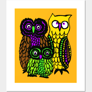 Psychedelic Hippie Owls Posters and Art